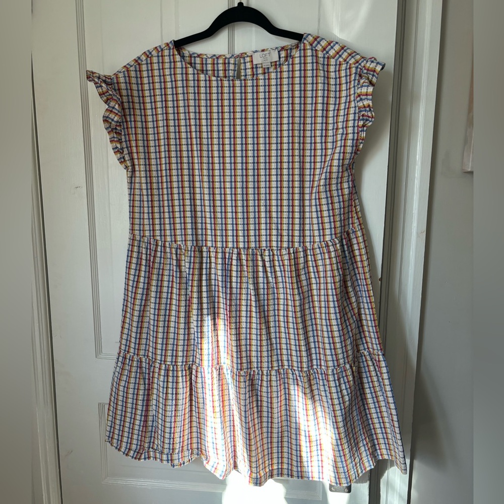 loft, size medium, striped mini dress